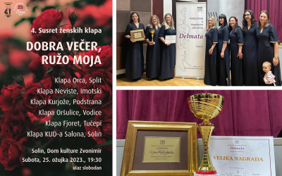 „DOBRA VEČER, RUŽO MOJA“ Pjevačice Ženske klape „Kurjože“ iz Podstrane ponovno će oduševiti prisutne: Nastupit će na susretu u Solinu!
